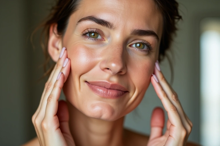 Woman applying anti-aging serum